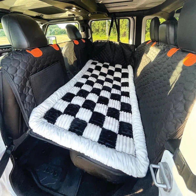6 - In - 1 Dog Car Seat Cover for Back Seat, Waterproof Dog Car Hammock with Mesh Window, Non - Slip Pet Backseat Protector for Cars, Trucks and Suvs - Paw Fit Gears