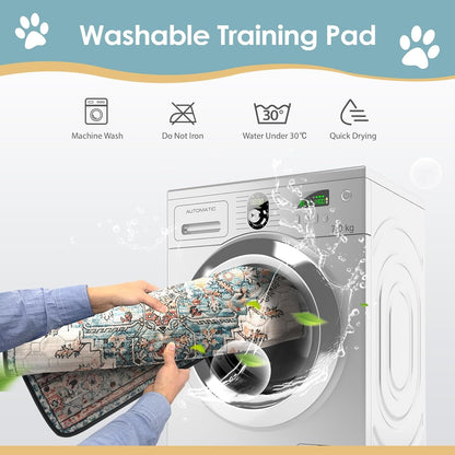 Washable Pee Pads for Dogs Large 2 Pack, 48" X 48" Reusable Puppy Pads Waterproof Dog Rugs, Super Absorbent, Leakproof, Dog Crate Pad, Playpen Mat, Whelping Pads, Blue Medallion