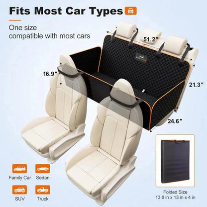 6 - In - 1 Dog Car Seat Cover for Back Seat, Waterproof Dog Car Hammock with Mesh Window, Non - Slip Pet Backseat Protector for Cars, Trucks and Suvs - Paw Fit Gears
